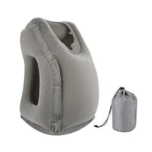 Inflatable Gray Front Facing Airplane Pillow